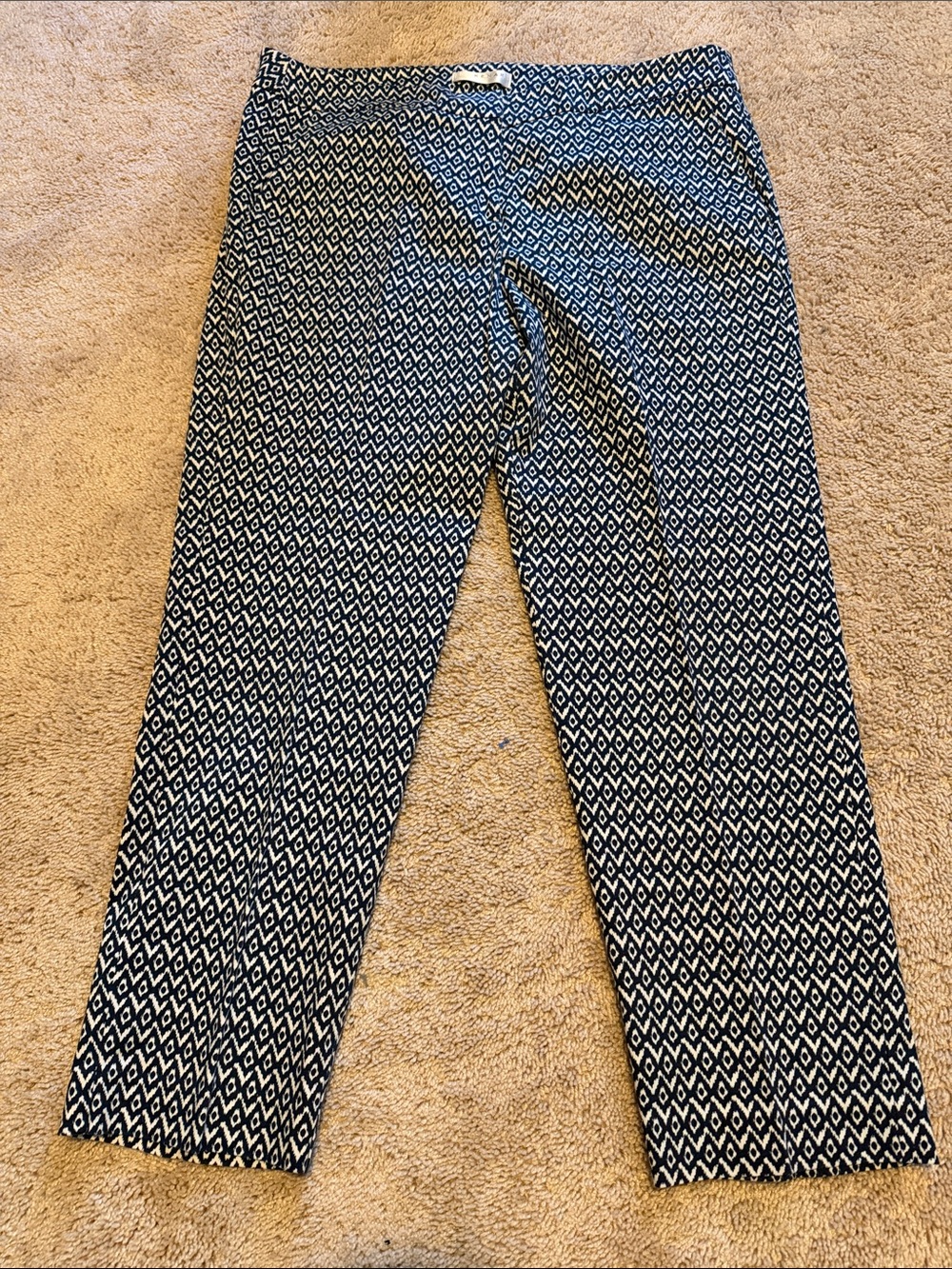 Navy & White Geometric Stretch Pants